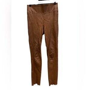 SPRWMN brown leather ankle leggings size:M